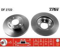2 x TRW DF2722 Disque de frein pour ,CITROËN,FIAT,PEUGEOT