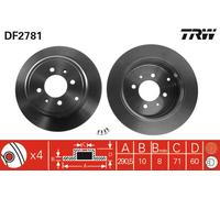 2 x TRW DF2781 Disque de frein pour PEUGEOT