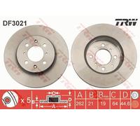 2 x TRW DF3021 Disque de frein pour HONDA,HONDA (GAC),LOTUS,MG,ROVER