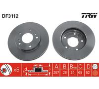 2 x TRW DF3112 Disque de frein pour NISSAN