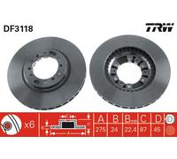2 x TRW DF3118 Disque de frein pour CHANGFENG,MITSUBISHI