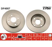 2 x TRW DF4007 Disque de frein pour TOYOTA