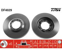 2 x TRW DF4029 Disque de frein pour GREAT WALL,HOLDEN,ISUZU,OPEL,VAUXHALL