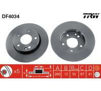 2 x TRW DF4034 Disque de frein pour MERCEDES-BENZ