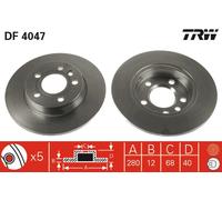 2 x TRW DF4047 Disque de frein pour VW