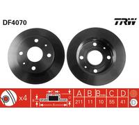 2 x TRW DF4070 Disque de frein pour DAIHATSU,PERODUA