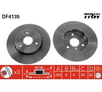 2 x TRW DF4135 Disque de frein pour SMART