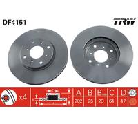 2 x TRW DF4151 Disque de frein pour HONDA