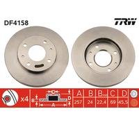 2 x TRW DF4158 Disque de frein pour HYUNDAI