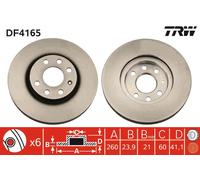 2 x TRW DF4165 Disque de frein pour HOLDEN,OPEL,VAUXHALL