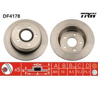 2 x TRW DF4178 Disque de frein pour BEIJING BENZ (BBDC),JEEP
