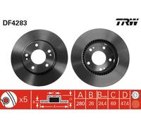 2 x TRW DF4283 Disque de frein pour HYUNDAI,HYUNDAI (BEIJING),JAC,KIA,KIA (DYK)