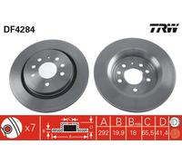2 x TRW DF4284 Disque de frein pour CADILLAC,CHEVROLET,FIAT,HOLDEN,OPEL,SAAB,VAU