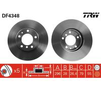 2 x TRW DF4348 Disque de frein pour BMW