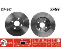 2 x TRW DF4367 Disque de frein pour BYD,ENGLON,GEELY,GLEAGLE,TOYOTA,TOYOTA (FAW)