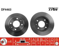 2 x TRW DF4463 Disque de frein pour MITSUBISHI,SMART