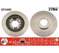 2 x TRW DF4485 Disque de frein pour MITSUBISHI,MITSUBISHI (BJC)