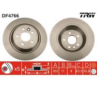 2 x TRW DF4766 Disque de frein pour FORD,FORD (CHANGAN),FORD AUSTRALIA,LAND ROVE