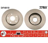 2 x TRW DF4810 Disque de frein pour TOYOTA,TOYOTA (FAW),TOYOTA (GAC)