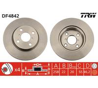 2 x TRW DF4842 Disque de frein pour DAIHATSU,TOYOTA,TOYOTA (FAW)