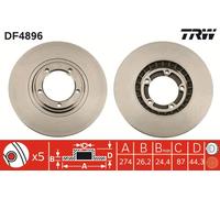 2 x TRW DF4896 Disque de frein pour DODGE,HYUNDAI