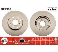 2 x TRW DF4908 Disque de frein pour HONDA
