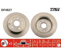 2 x TRW DF4927 Disque de frein pour TOYOTA
