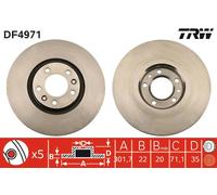 2 x TRW DF4971 Disque de frein pour CITROËN