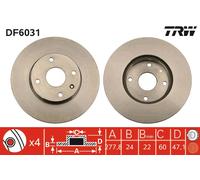 2 x TRW DF6031 Disque de frein pour CHEVROLET,DAEWOO