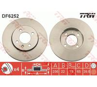 2 x TRW DF6252 Disque de frein pour SEAT,SKODA,VW