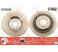 2 x TRW DF6598 Disque de frein pour MITSUBISHI