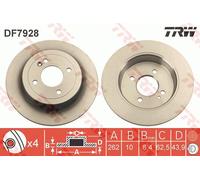 2 x TRW DF7928 Disque de frein pour HYUNDAI,HYUNDAI (BEIJING),KIA,KIA (DYK)