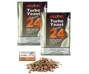 2 x Turbo Levure - Alcotec Express 24-205g, Levure pour la Fermentation du Sucre, Distillateurs Levure, Levure Rapide, Gnôle Alcool