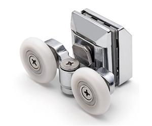 2 x Twin Top rouleaux de porte de douche en alliage de zinc L020coureursroues 23,3 mm de diamètre de roue, glissière porte coulissante