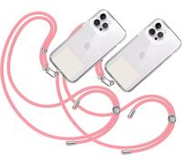 2 X Universal Mobile Cord [Pink] With Fixing Patch [Ice White] And Removable Hanging Strap Adjustable And Durable Compatible With All Brands Phone Fashion Accessories