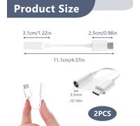 2 X Usb C To 3.5mm Jack Adapter Headphone Jack Adapter For Usb-C Earphone With Dac,Digital Audio Converter For Galaxy S21/S20 Huawei Macbook Ipad Pixel Plus Charge And Audio