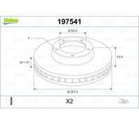 2 x VALEO 197541 Disque de frein pour FORD,FORD AUSTRALIA