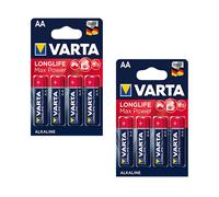 2 X Varta Longlife Max Power AA 1,5V LR06 Alkaline 4 Pièces Blister
