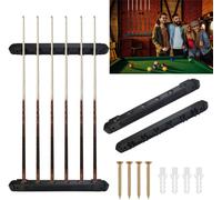 2 X Wooden And Plastic 39 Cm Billiard Cue Holder Smooth Practical Cue Holder 6 Holes Anticasse With 4 Screws For Club House Family Room Billiard Bar