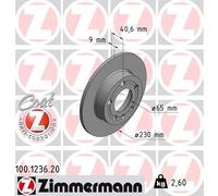 2 x ZIMMERMANN 100.1236.20 Disque de frein pour AUDI,SEAT,SKODA,SKODA (SVW),VW,V