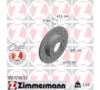 2 x ZIMMERMANN 100.1236.52 Disque de frein pour AUDI,SEAT,SKODA,SKODA (SVW),VW,V