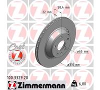 2 x ZIMMERMANN 100.3329.20 Disque de frein pour AUDI