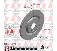 2x ZIMMERMANN 100.3358.20 Coat Z Disque de frein pour VW Touareg (CR7) 330mm