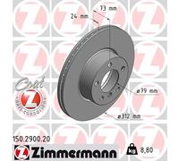 2 x ZIMMERMANN 150.2900.20 Disque de frein pour BMW,BMW (BRILLIANCE)