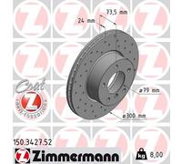 2 x ZIMMERMANN 150.3427.52 Disque de frein pour BMW,BMW (BRILLIANCE)