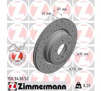 2 x ZIMMERMANN 150.3430.52 Disque de frein pour BMW,BMW (BRILLIANCE)