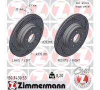 2 x ZIMMERMANN 150.3430.53 Disque de frein pour BMW,BMW (BRILLIANCE)