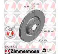 2 x ZIMMERMANN 150.3488.20 Disque de frein pour MINI