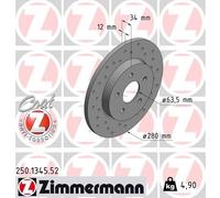 2 x ZIMMERMANN 250.1345.52 Disque de frein pour FORD,JAGUAR