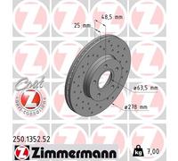 2 x ZIMMERMANN 250.1352.52 Disque de frein pour FORD,VOLVO,VOLVO (CHANGAN)
